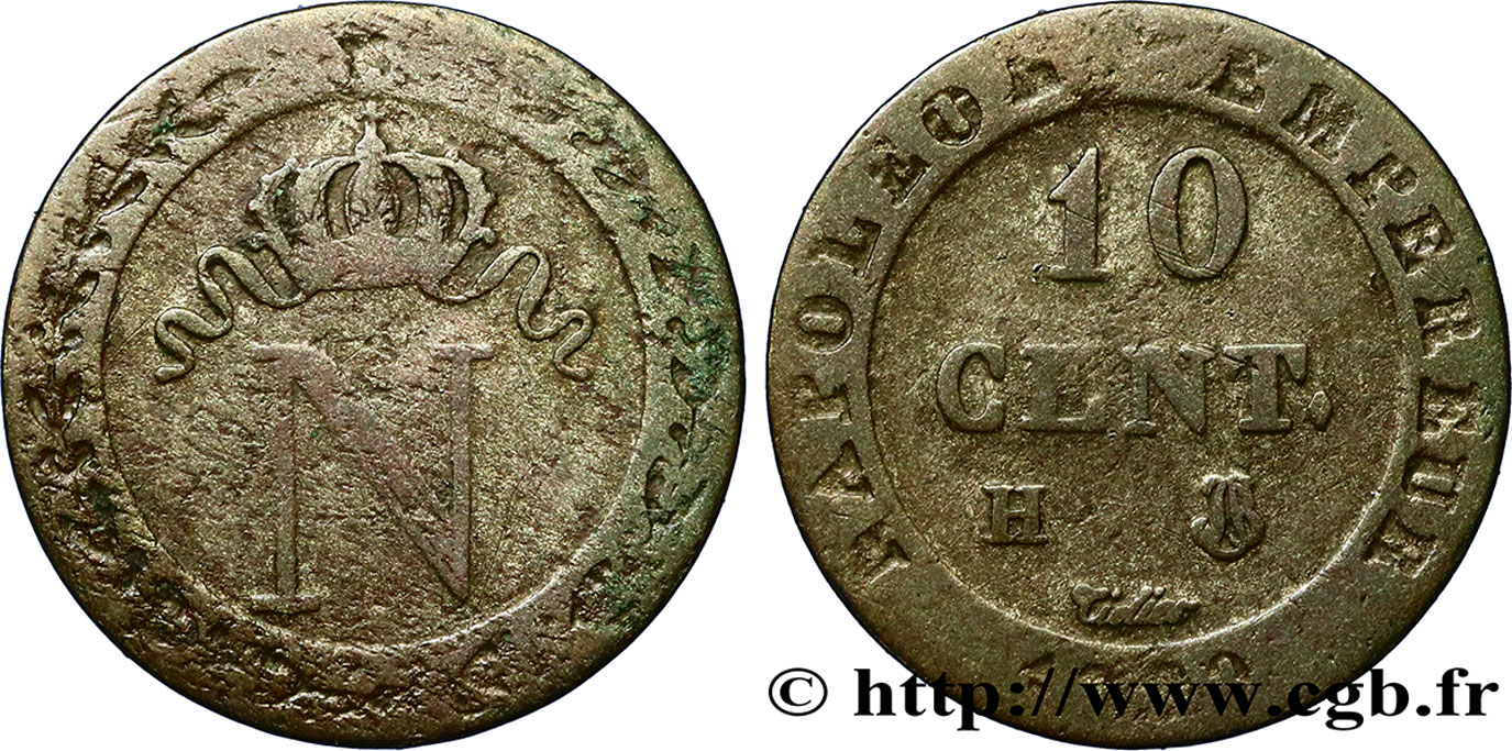 10 cent. à l N couronnée 1809 La Rochelle F.130/14 BC25 