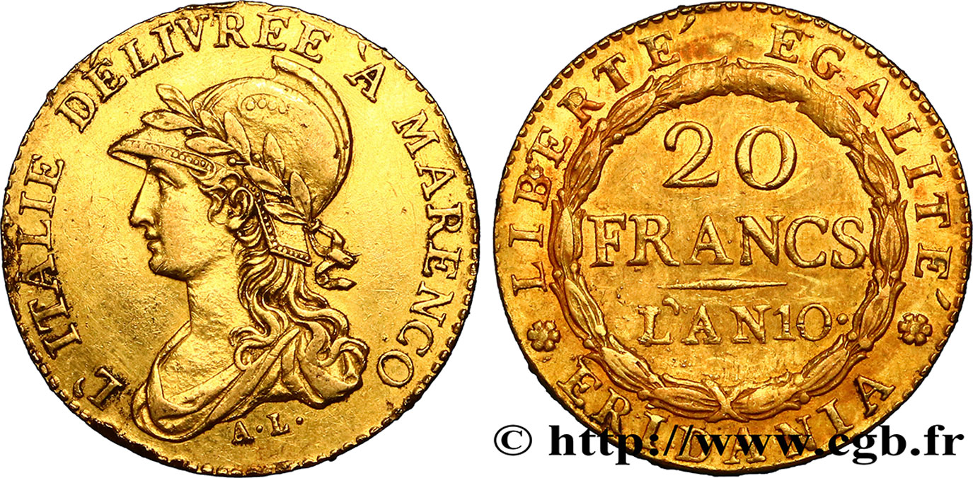 20 francs or Marengo 1802 Turin VG.842  TTB50 