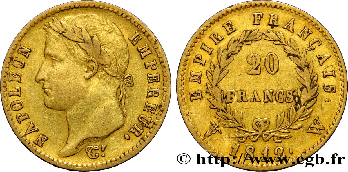 20 francs or Napoléon tête laurée, Empire français 1812 Lille F.516/29 TTB45 
