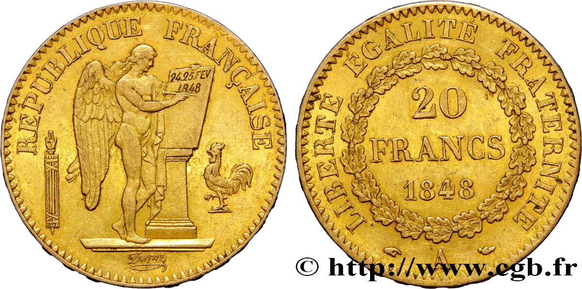 20 francs or Génie, IIe République 1848 Paris F.528/1 TTB45 