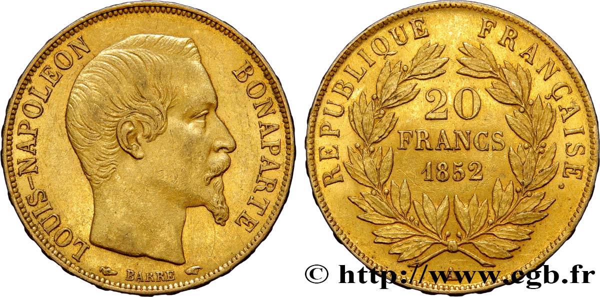 20 francs or Louis-Napoléon 1852 Paris F.530/1 SUP58 