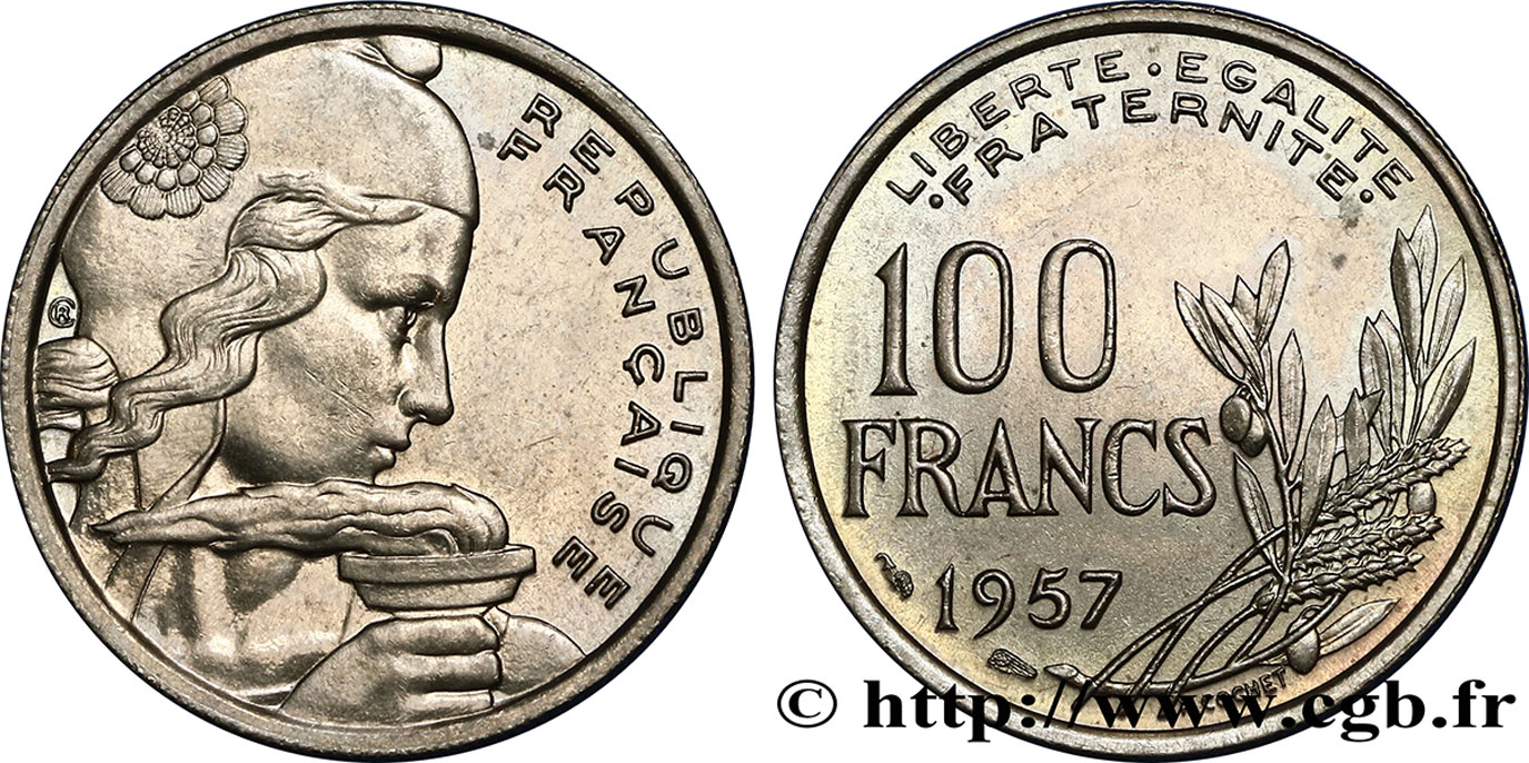 100 francs Cochet 1957  F.450/10 AU58 
