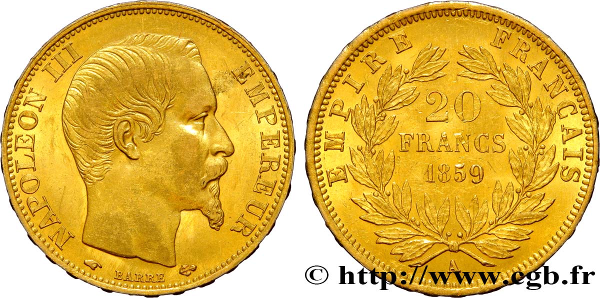 20 francs or Napoléon III, tête nue 1859 Paris F.531/15 TTB48 
