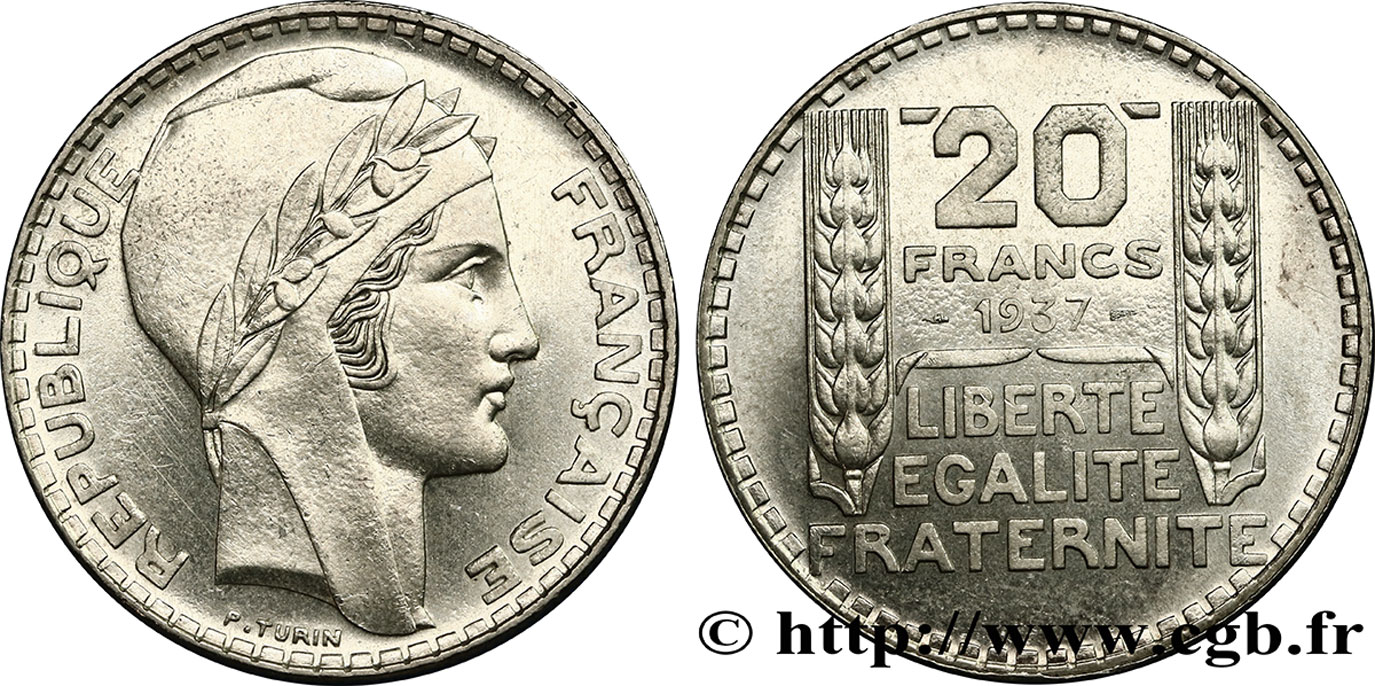 20 francs Turin 1937  F.400/8 SUP60 