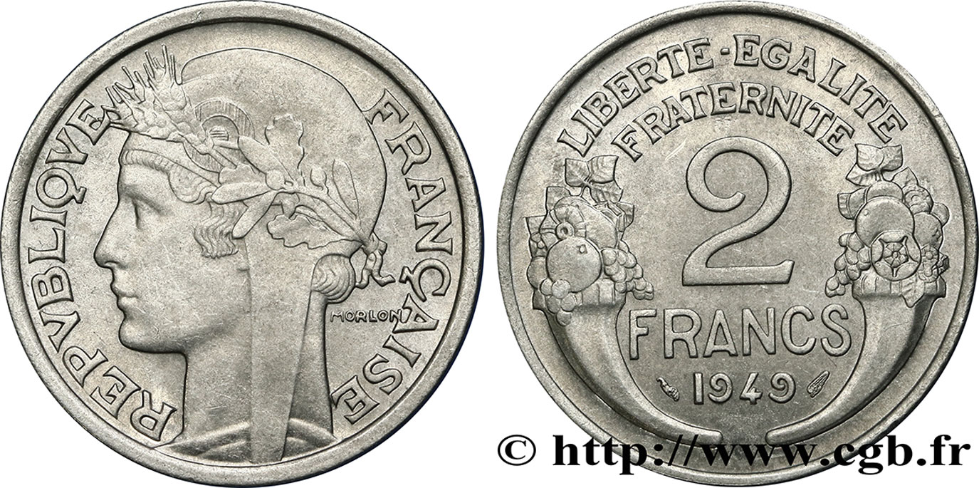 2 francs Morlon, aluminium 1949  F.269/14 MBC48 