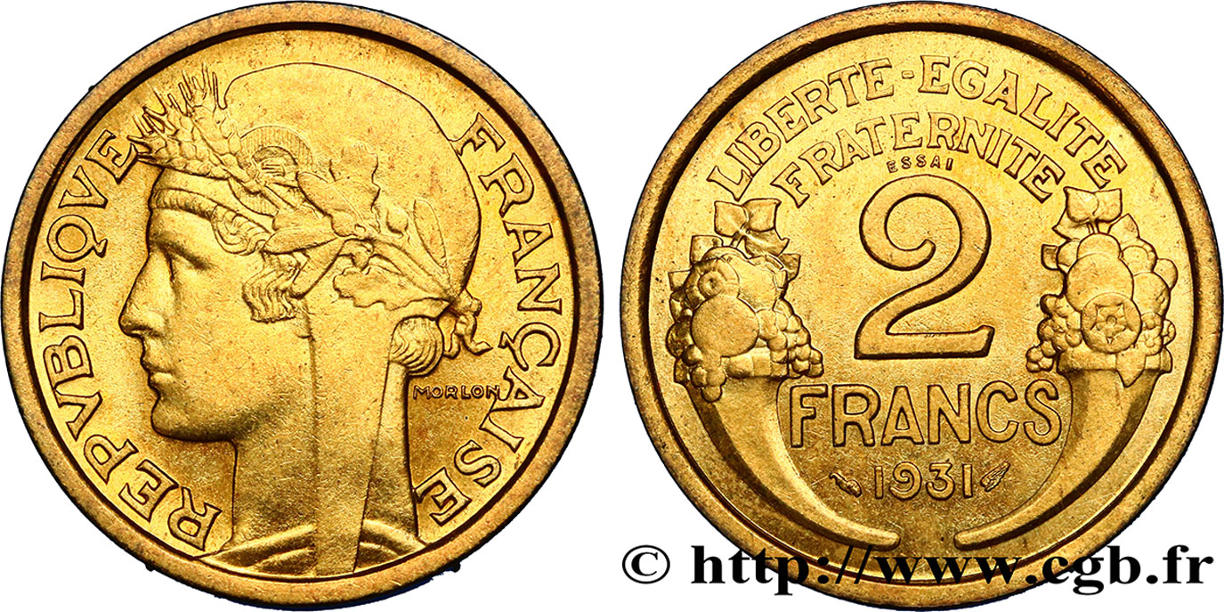 Essai de 2 francs Morlon 1931  F.268/1 EBC60 
