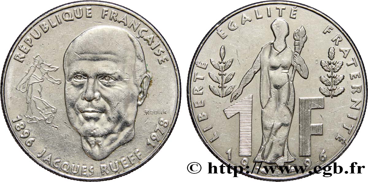 1 franc Jacques Rueff 1996  F.231/2 AU52 