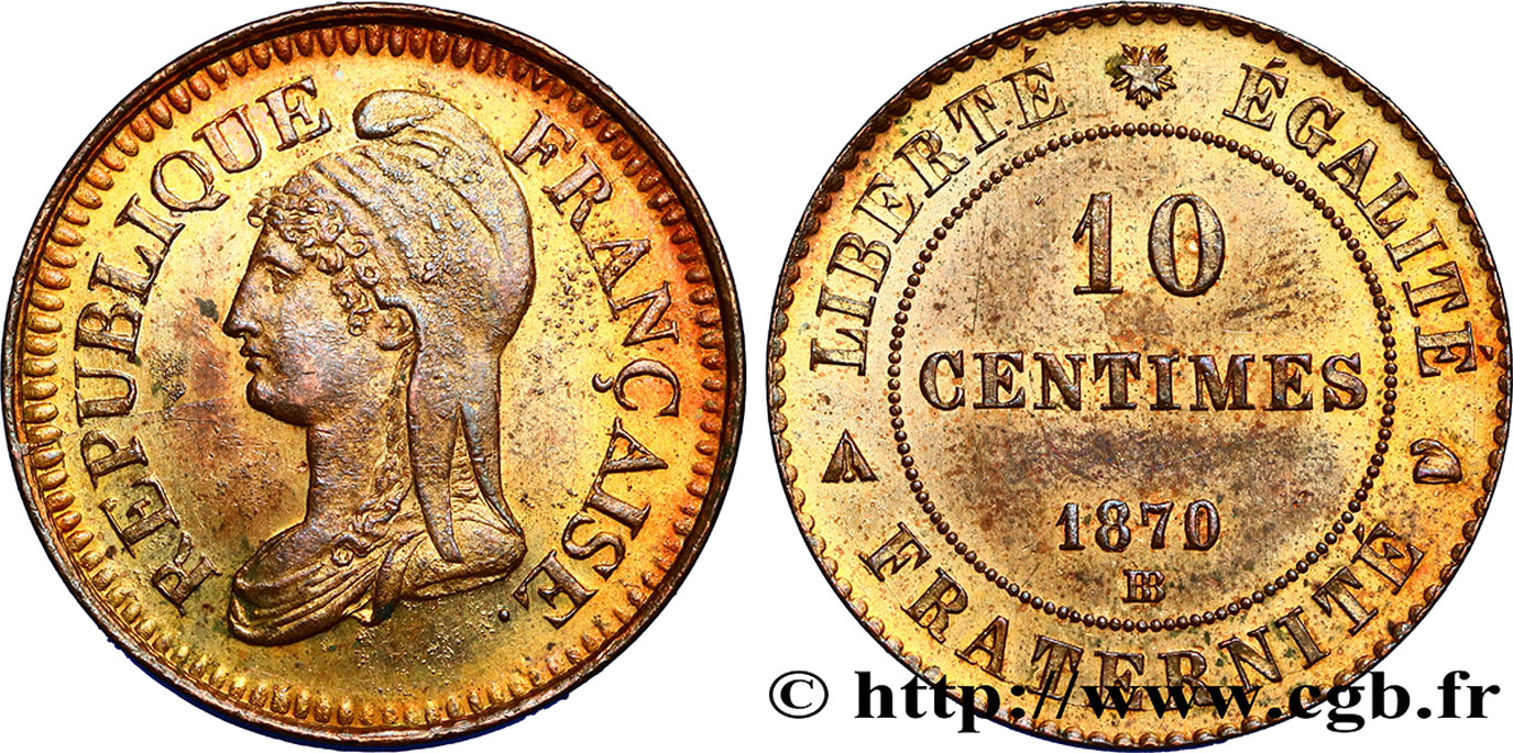 Essai de 10 centimes d’après Dupré 1870 Strasbourg GEM.23 8 EBC+ 