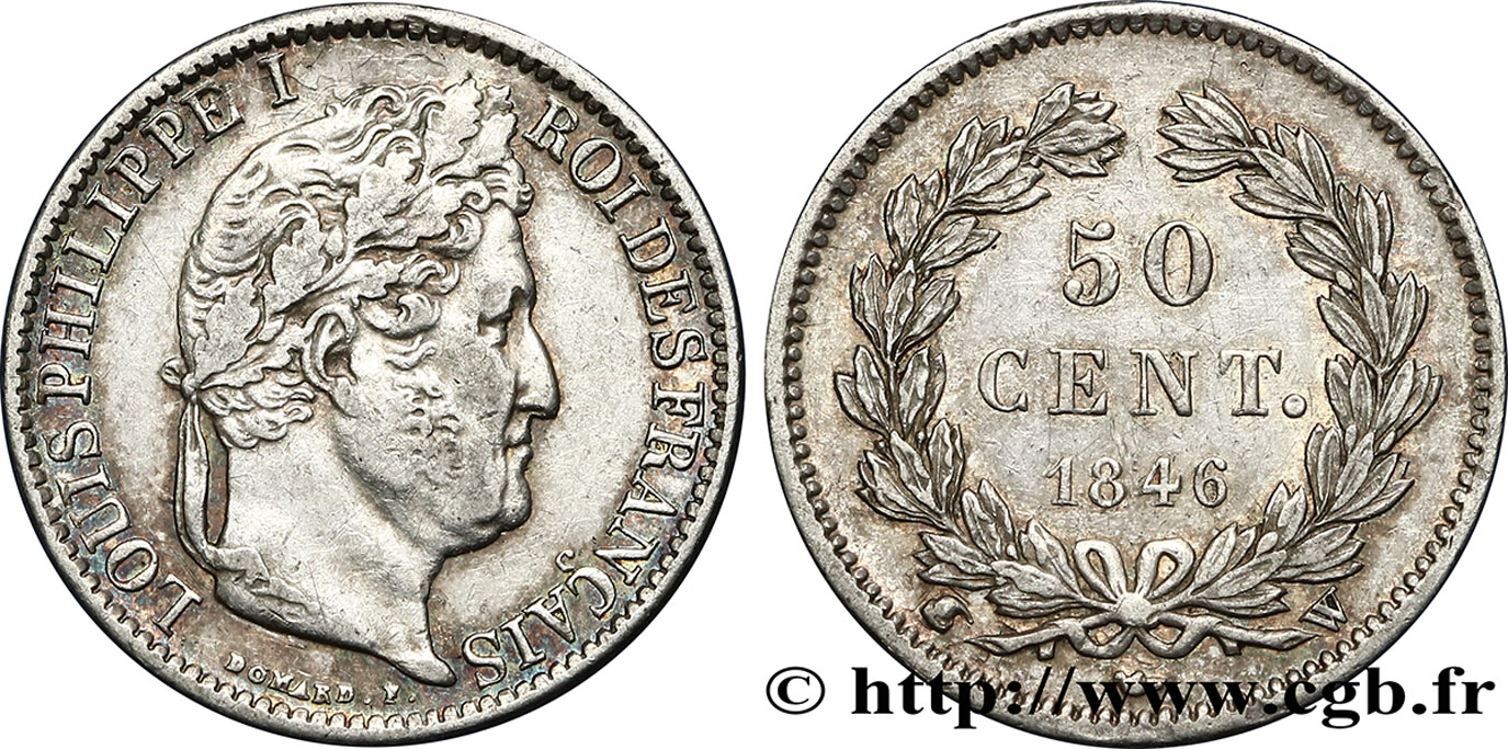 50 centimes Louis-Philippe 1846 Lille F.183/12 MBC48 