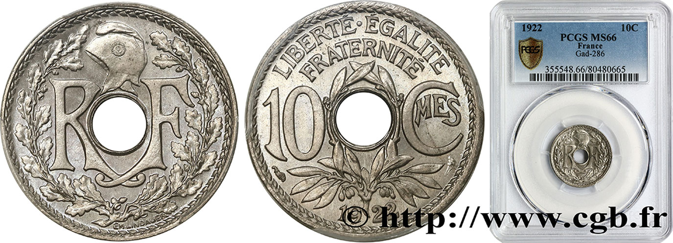 10 centimes Lindauer 1922  F.138/6 ST66 PCGS