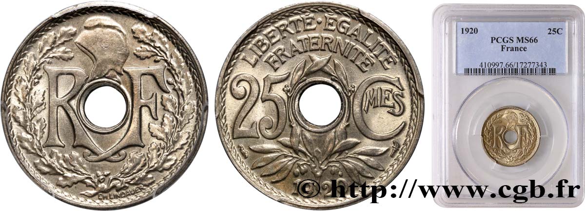 25 centimes Lindauer 1920  F.171/4 MS66 PCGS