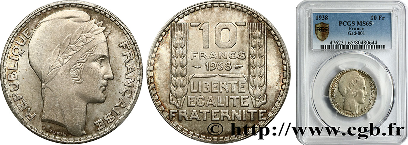 10 francs Turin 1938  F.360/9 ST65 PCGS
