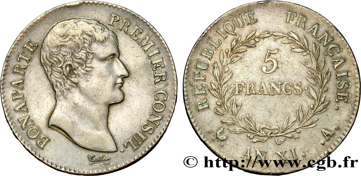 5 francs Bonaparte Premier Consul 1803 Paris F.301/1 TTB48 