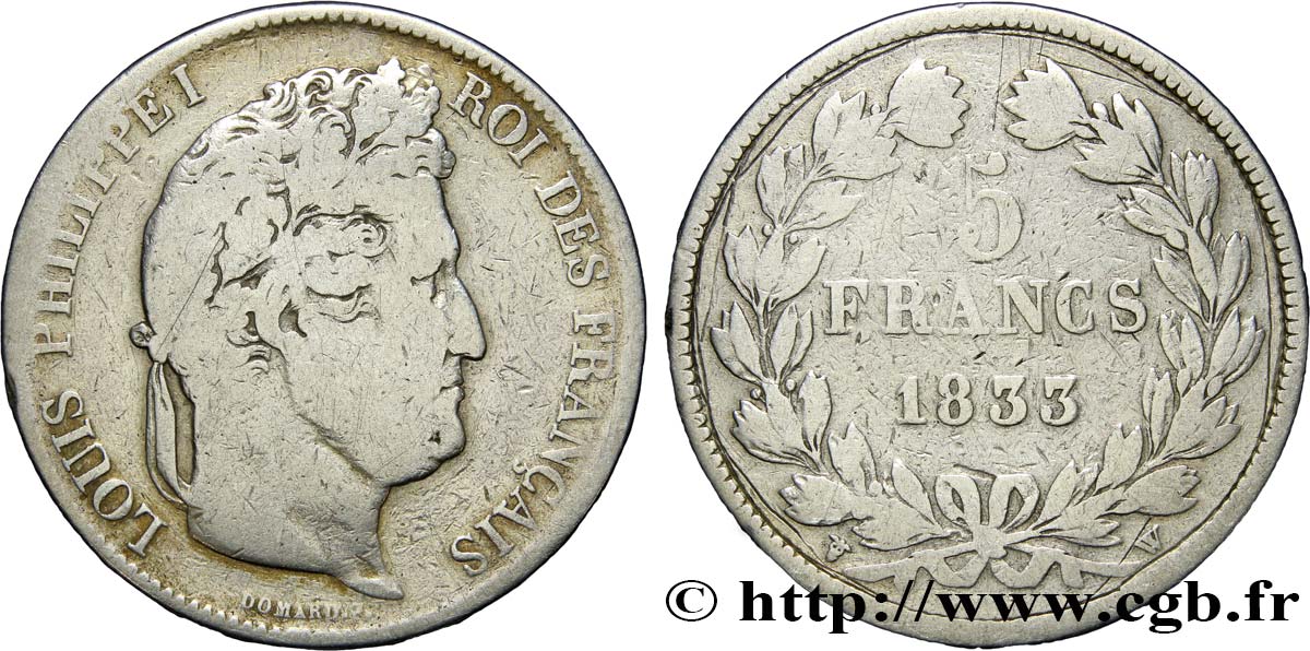 5 francs IIe type Domard 1833 Lille F.324/28 F15 