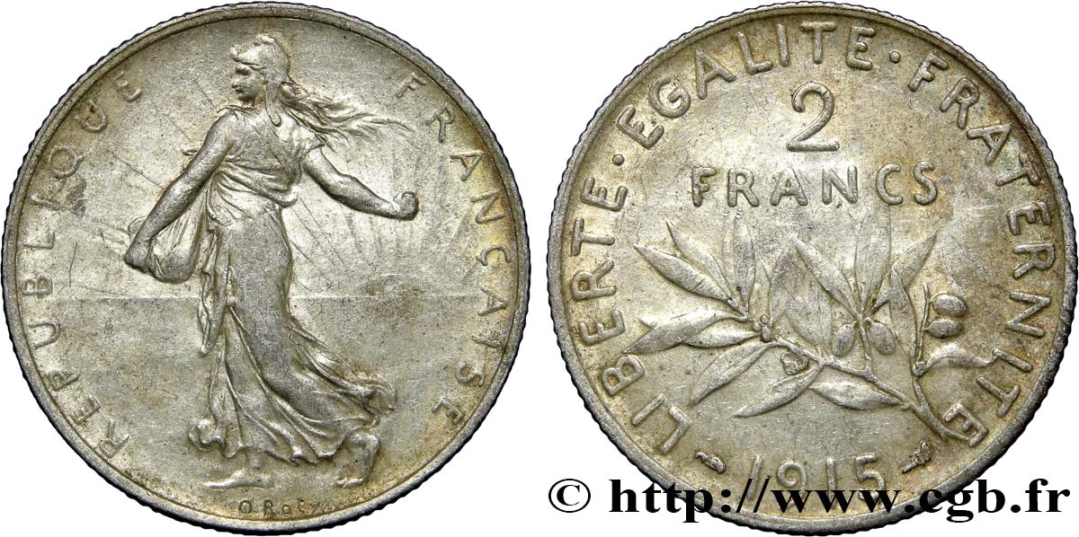 2 francs Semeuse 1915  F.266/17 AU50 