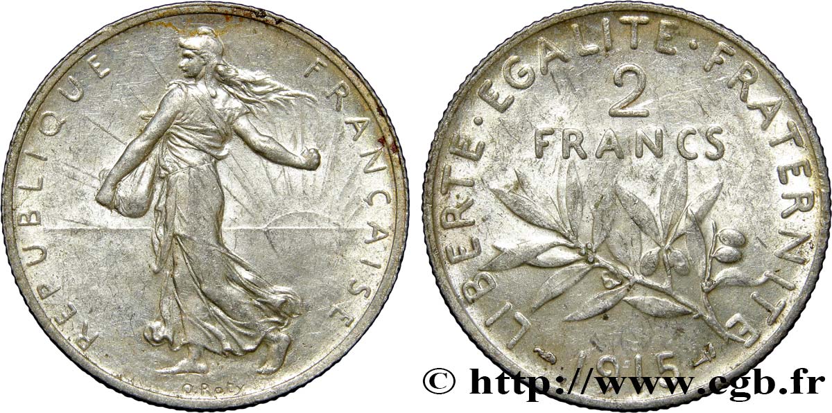 2 francs Semeuse 1915  F.266/17 AU55 