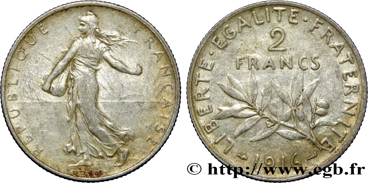 2 francs Semeuse 1916  F.266/18 MBC42 