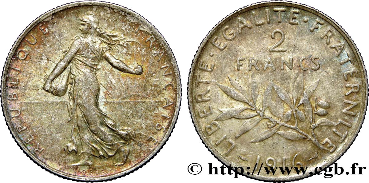 2 francs Semeuse 1916  F.266/18 MBC50 