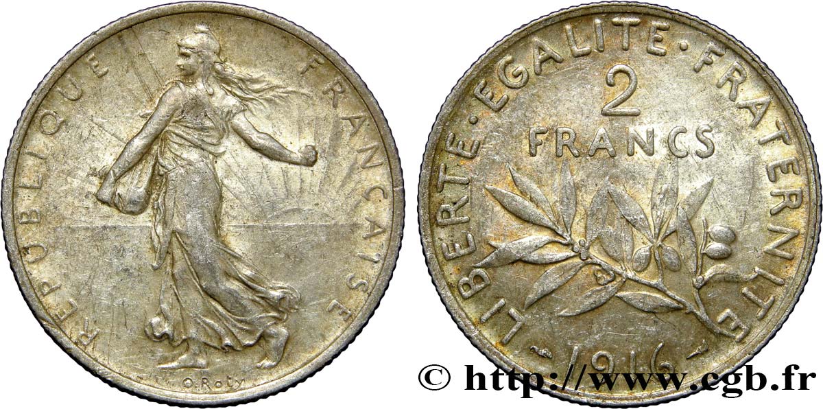 2 francs Semeuse 1916  F.266/18 AU50 