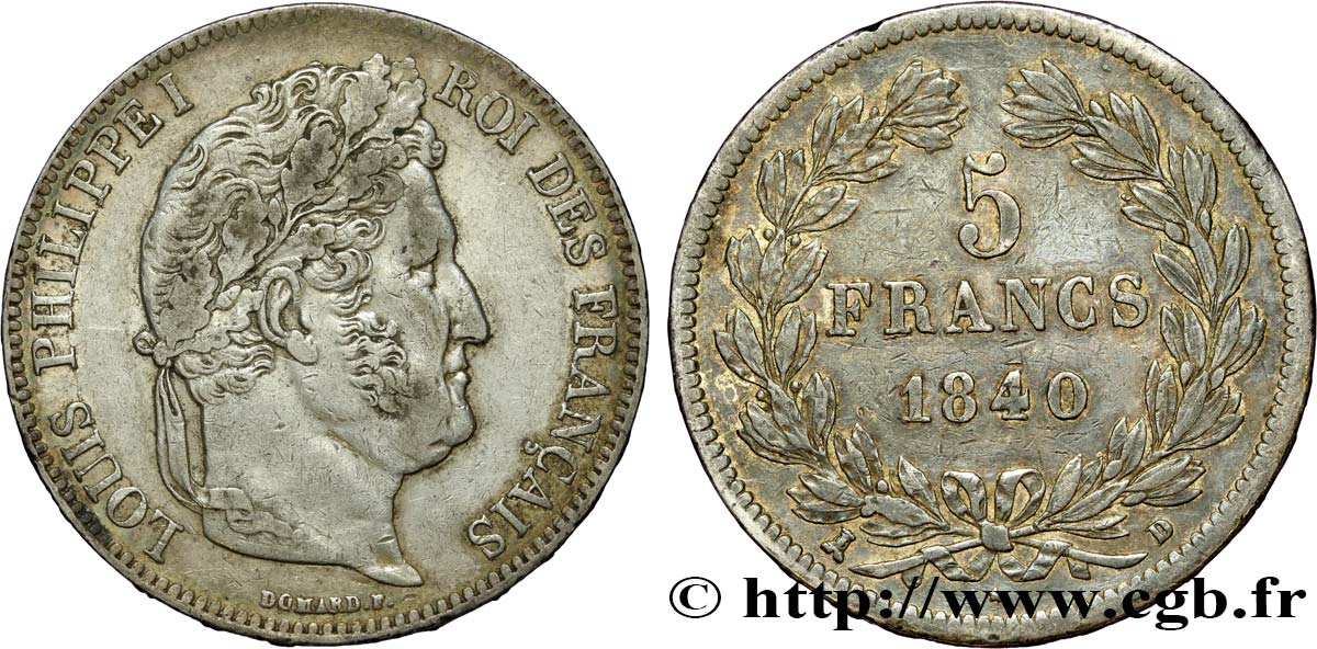5 francs IIe type Domard 1840 Lyon F.324/86 VF35 