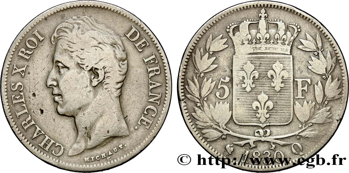 5 francs Charles X, 2e type 1830 Perpignan F.311/50 S15 