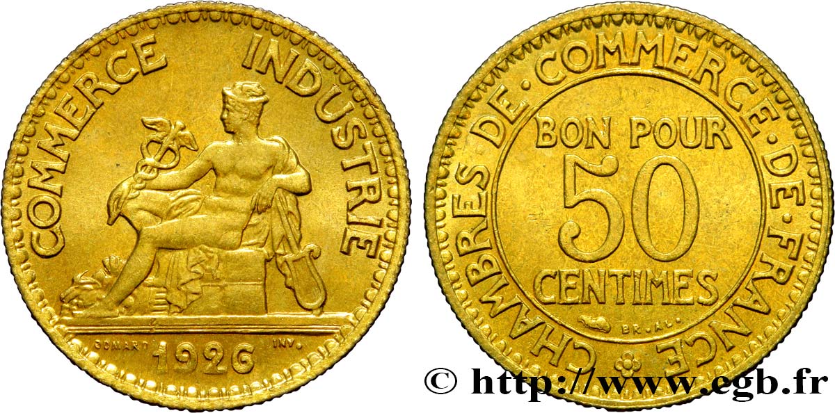 50 centimes Chambres de Commerce 1926 Paris F.191/8 SUP58 