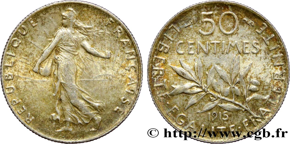 50 centimes Semeuse 1915 Paris F.190/22 MS60 