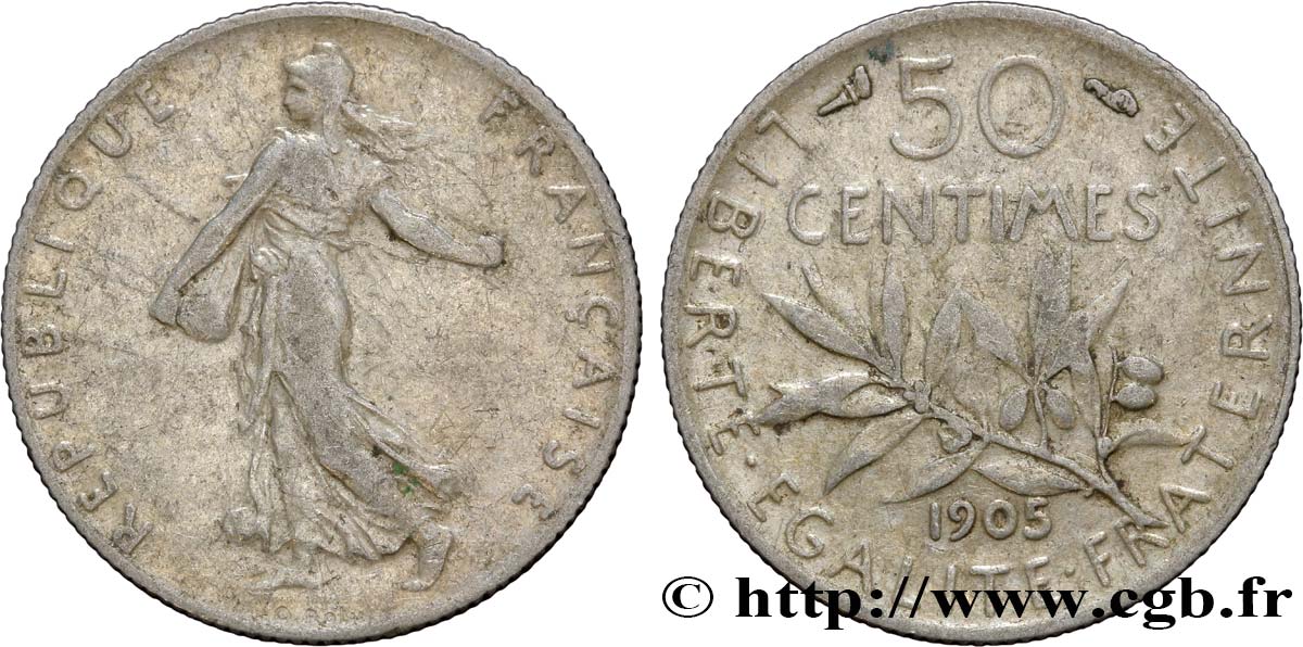 50 centimes Semeuse 1905 Paris F.190/12 BC35 