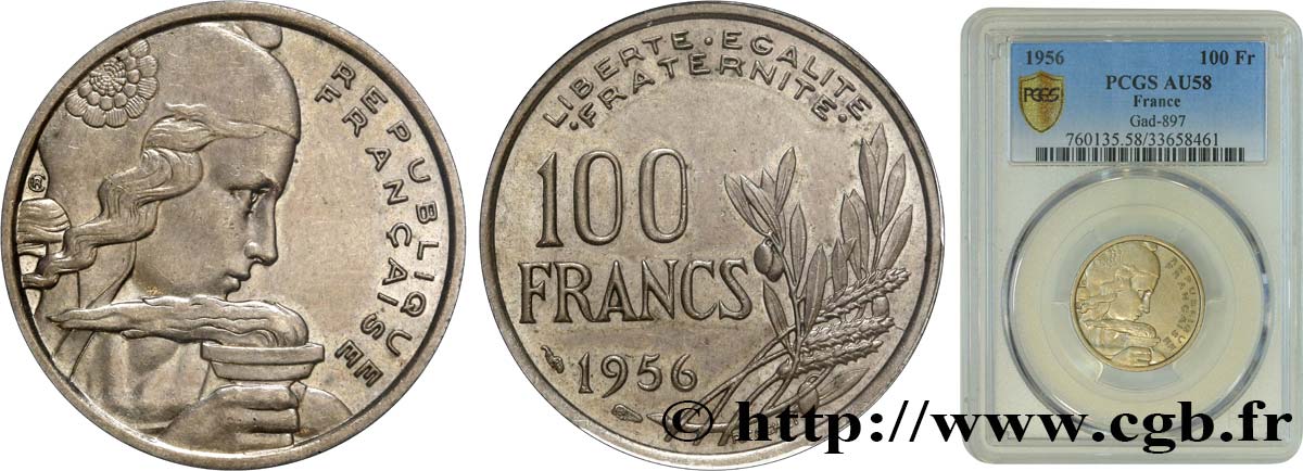 100 francs Cochet 1956  F.450/8 SPL58 PCGS