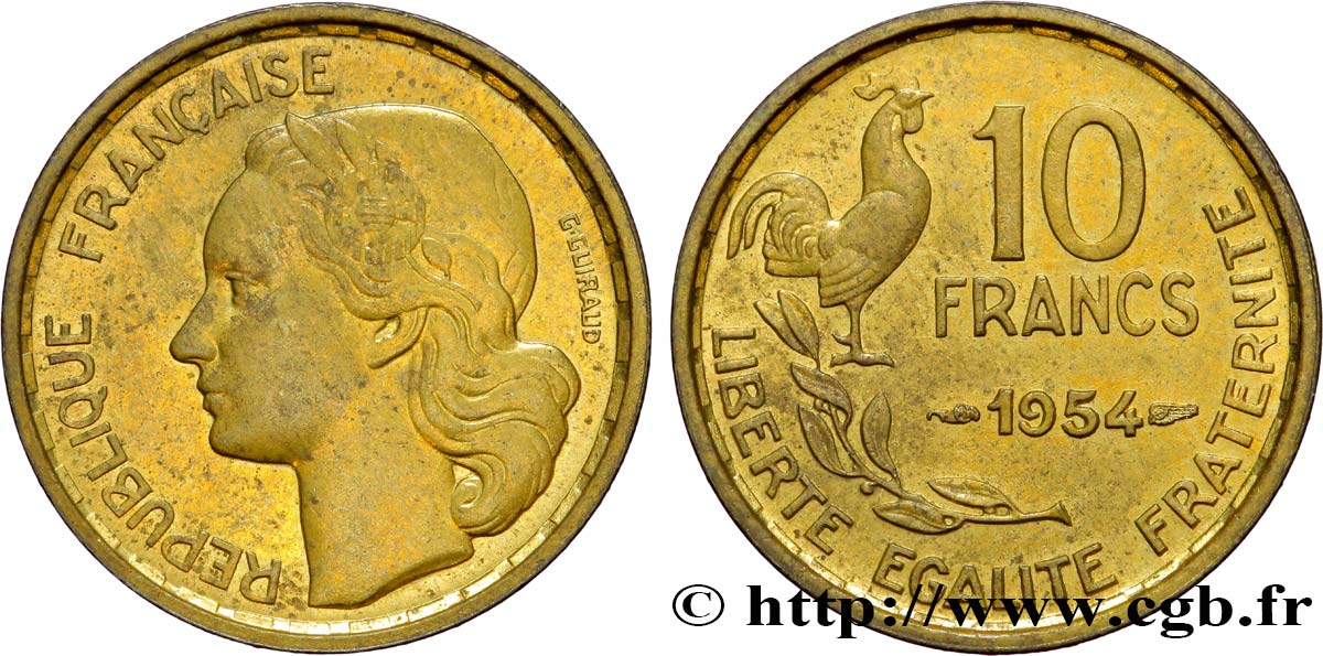 10 francs Guiraud 1954  F.363/10 VZ60 