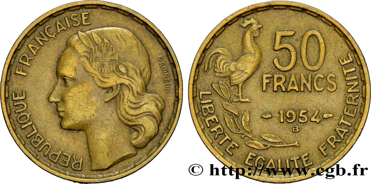 50 francs Guiraud 1954 Beaumont-Le-Roger F.425/13 XF40 