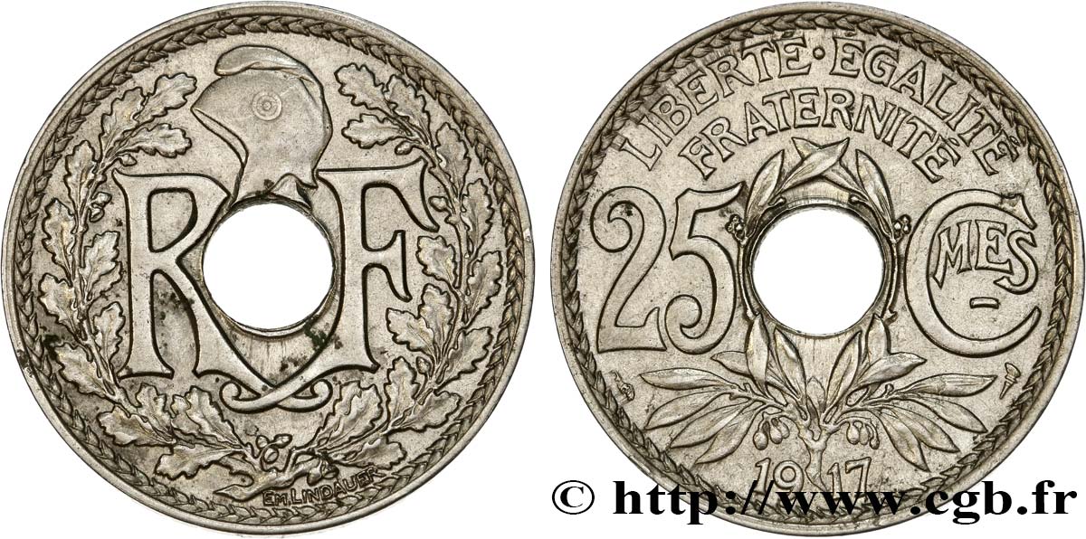 25 centimes Lindauer, Cmes souligné 1917  F.170/5 AU54 