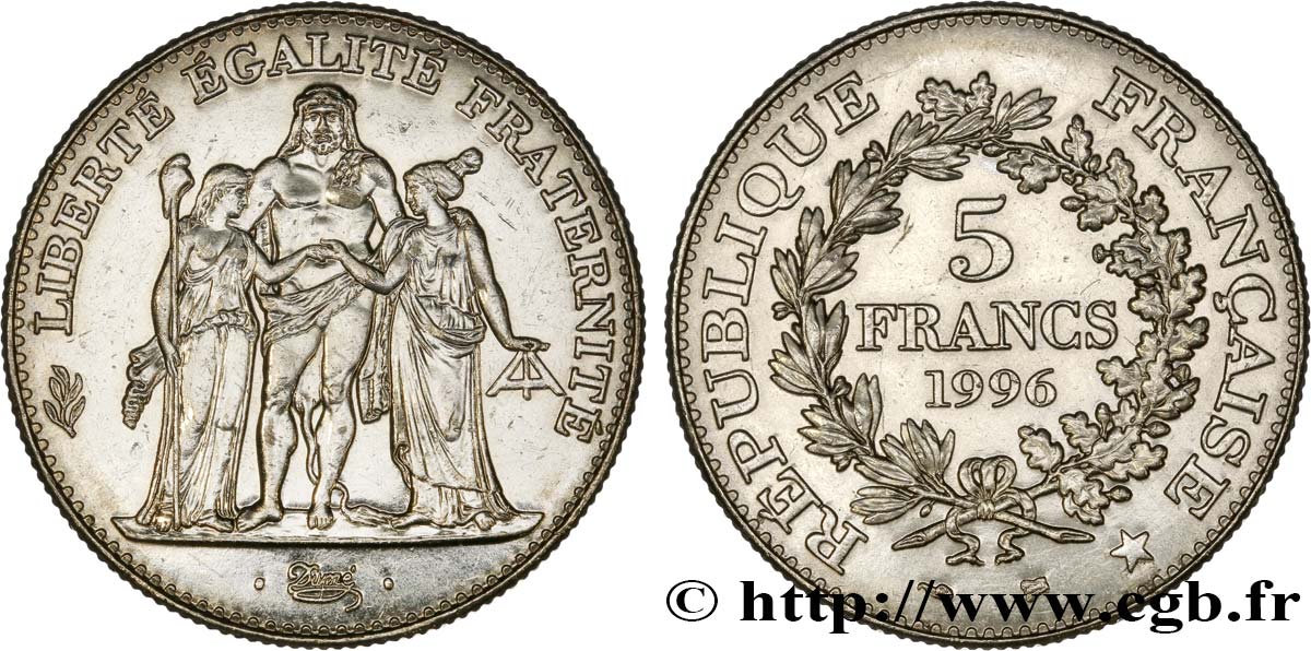 5 francs Hercule de Dupré 1996  F.346/2 AU55 