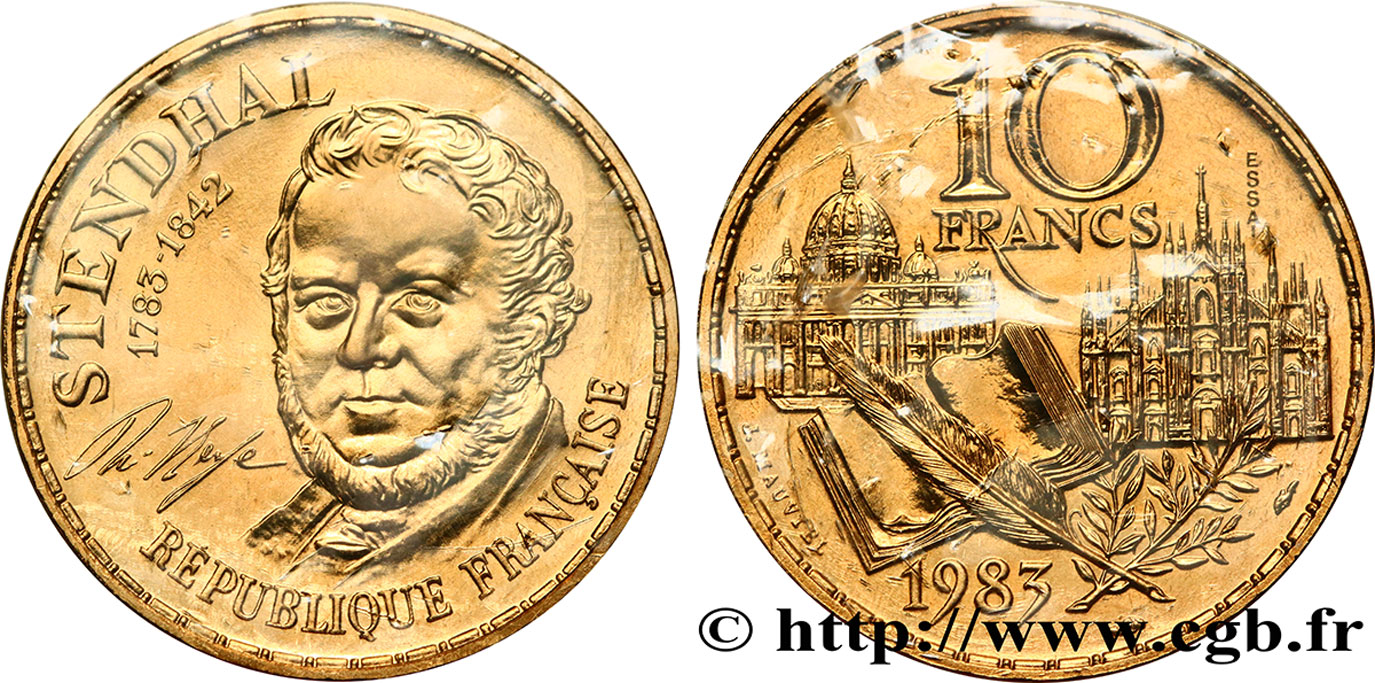 Essai de 10 francs Stendhal, tranche B 1983 Pessac F.368/1 MS68 