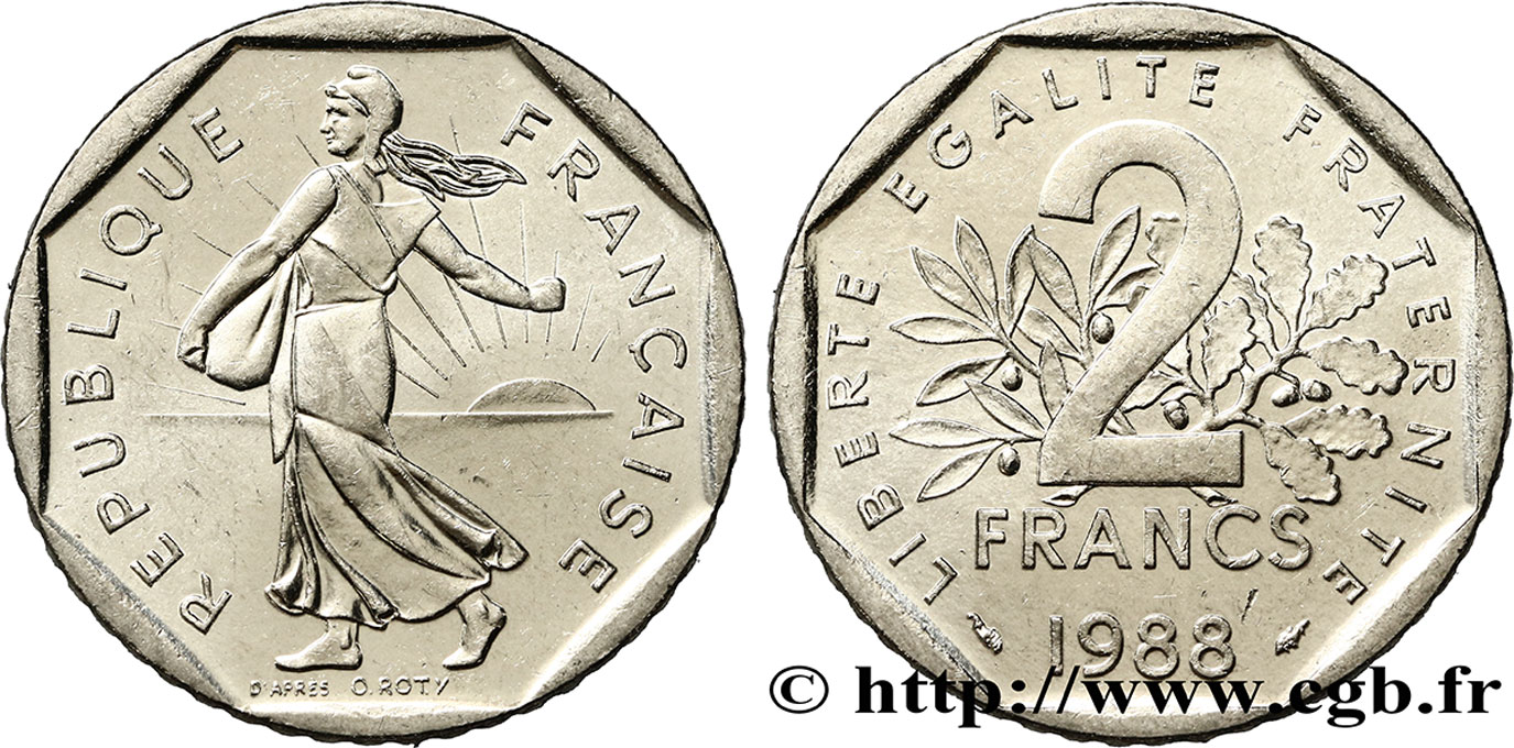 2 francs Semeuse, nickel 1988 Pessac F.272/12 fST63 