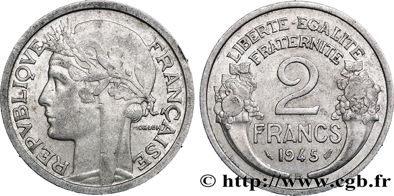 2 francs Morlon, aluminium 1945 Beaumont-Le-Roger F.269/6 TTB45 