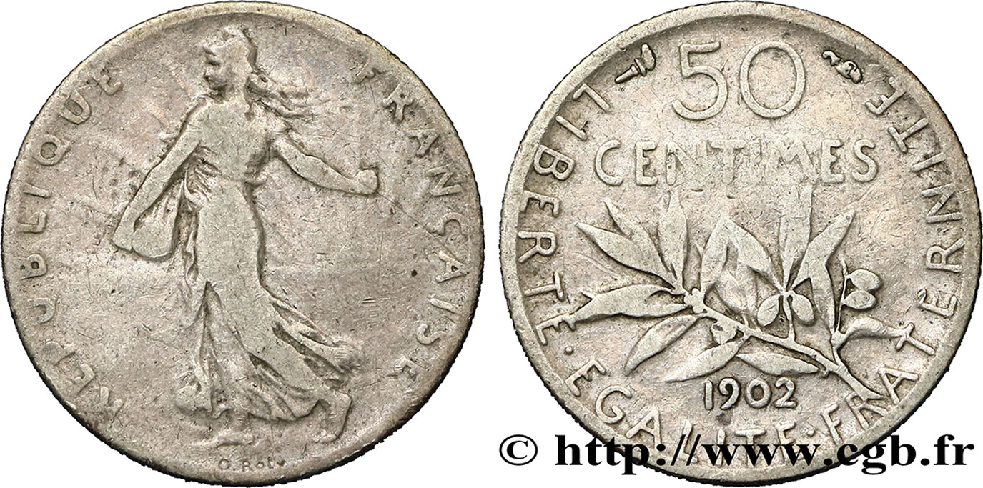 50 centimes Semeuse 1902 Paris F.190/9 B8 