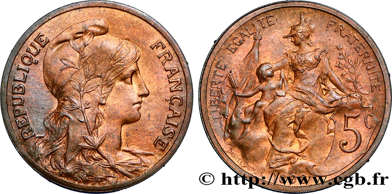 5 centimes Daniel-Dupuis 1898  F.119/5 SPL55 