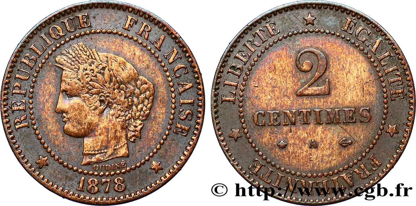 2 centimes Cérès 1878 Paris F.109/3 TB35 