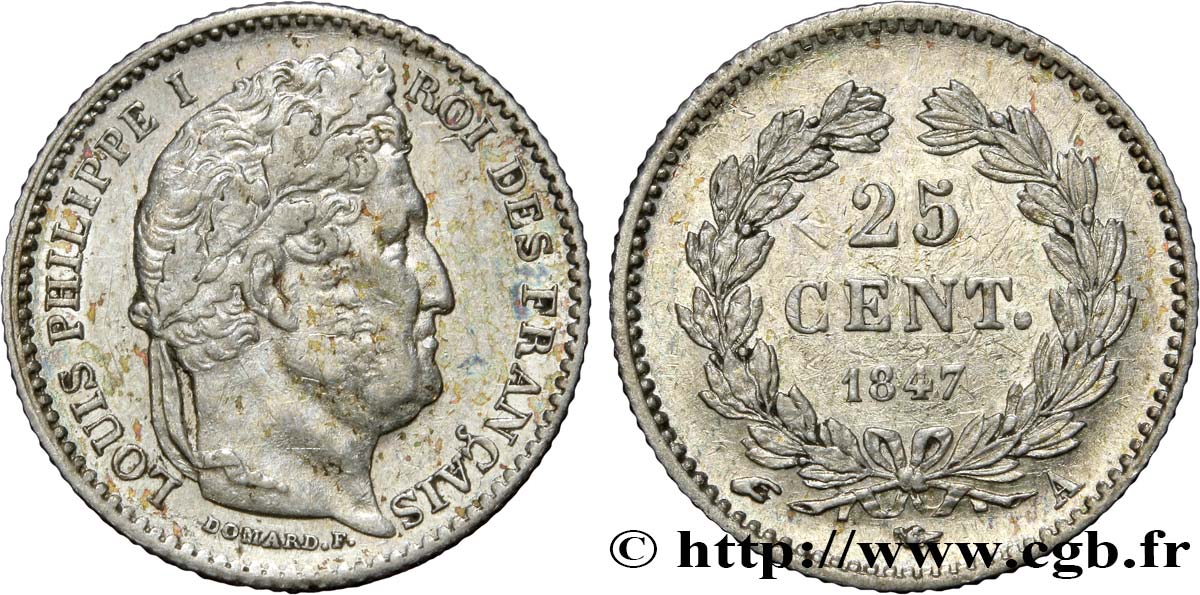 25 centimes Louis-Philippe 1847 Paris F.167/9 EBC58 