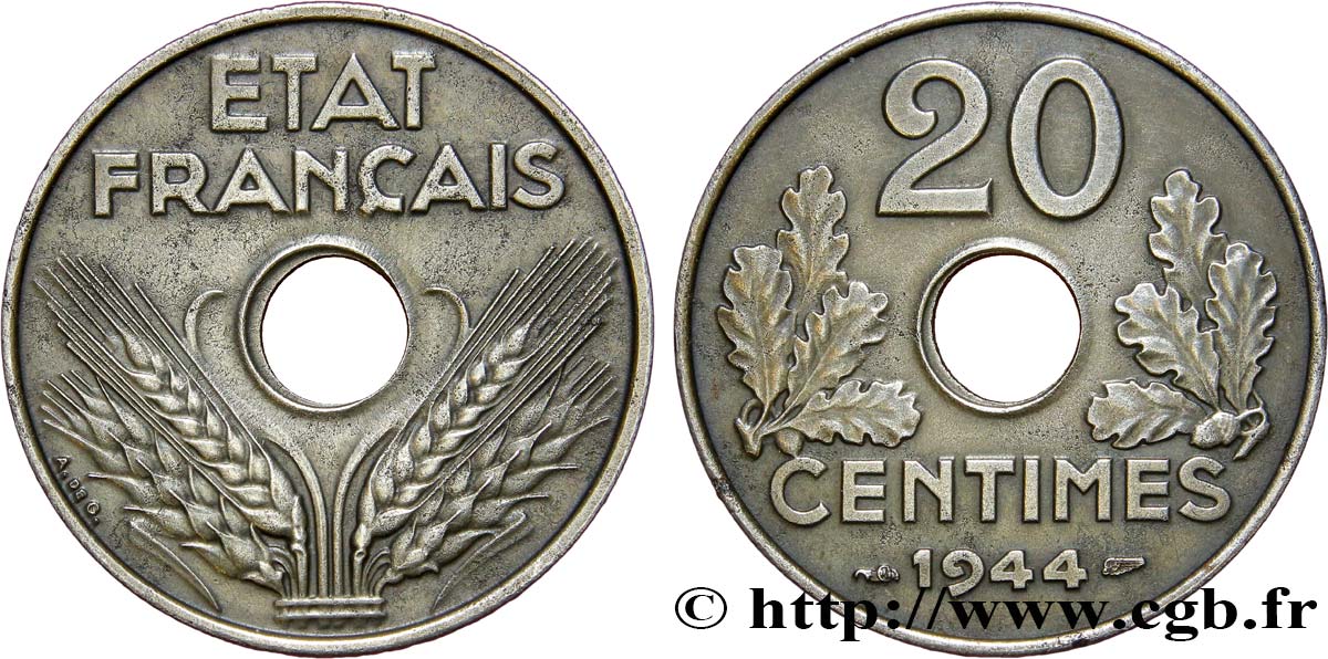 20 centimes fer 1944  F.154/3 SPL55 