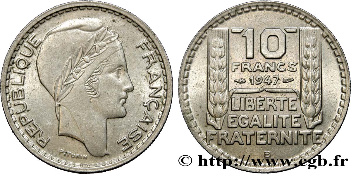 10 francs Turin, petite tête 1947 Beaumont-Le-Roger F.362/2 AU58 