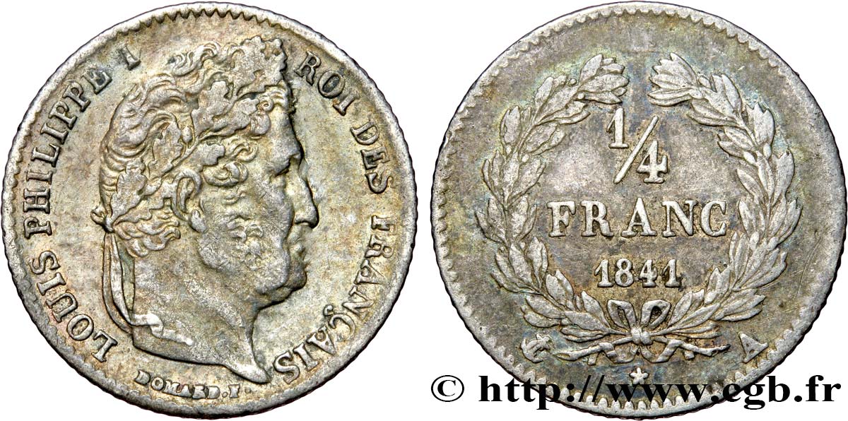 1/4 franc Louis-Philippe 1841 Paris F.166/85 TTB40 
