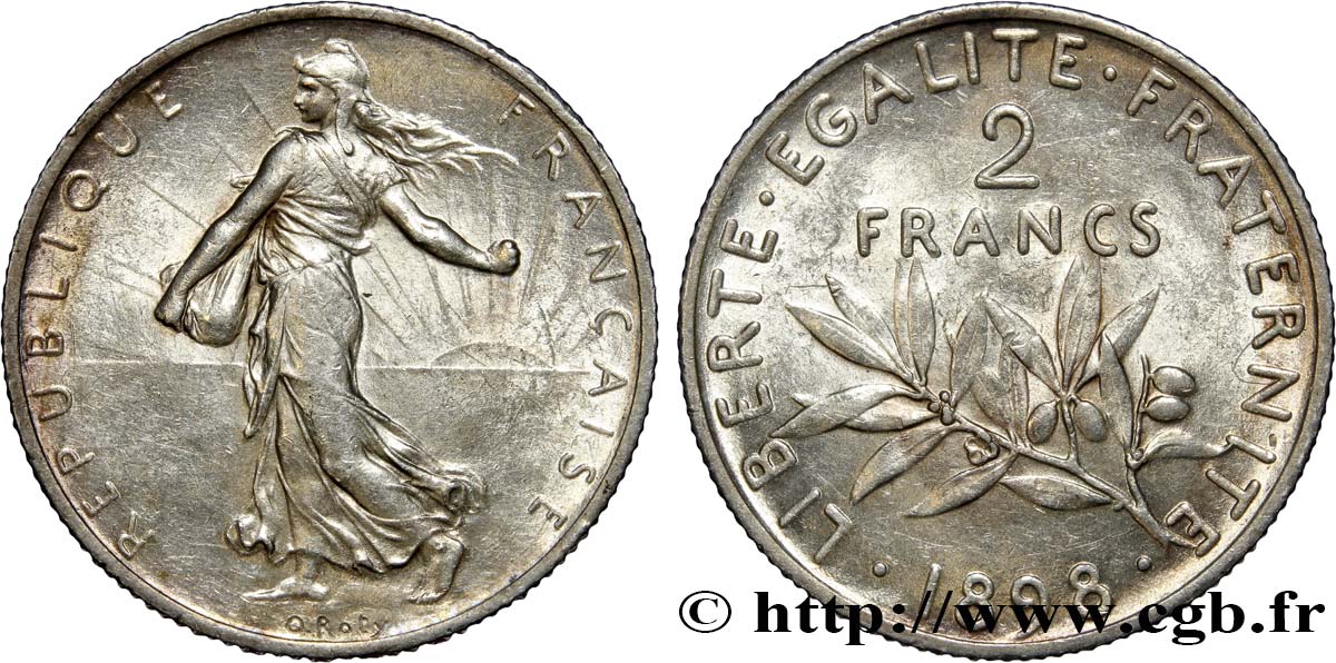 2 francs Semeuse 1898  F.266/1 AU55 