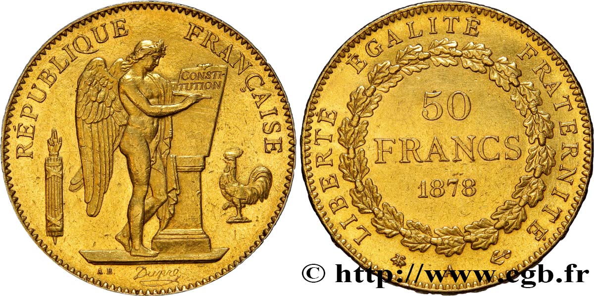 50 francs or Génie 1878 Paris F.549/1 SUP55 