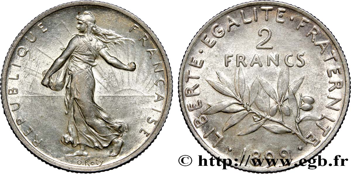 2 francs Semeuse 1899  F.266/3 AU52 