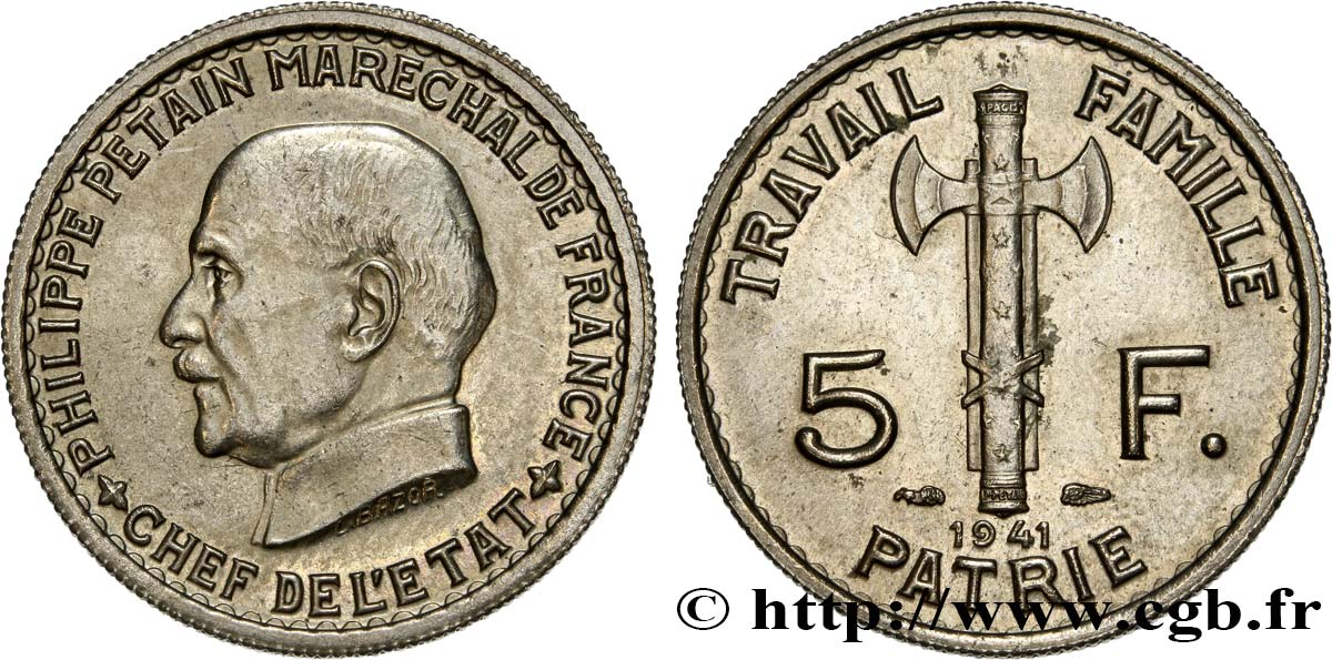 5 francs Pétain 1941  F.338/2 TTB52 