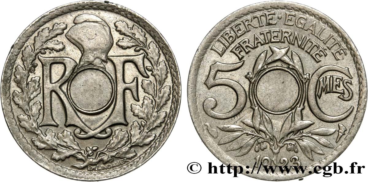 5 centimes Lindauer, petit module, non perforé 1923 Paris F.122/6 var. BB52 