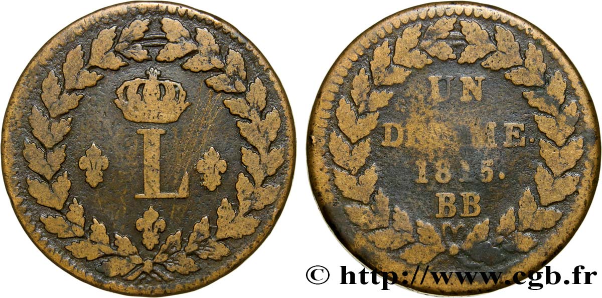 Un décime à l’L couronnée 1815  Strasbourg F.132A/3 VF20 