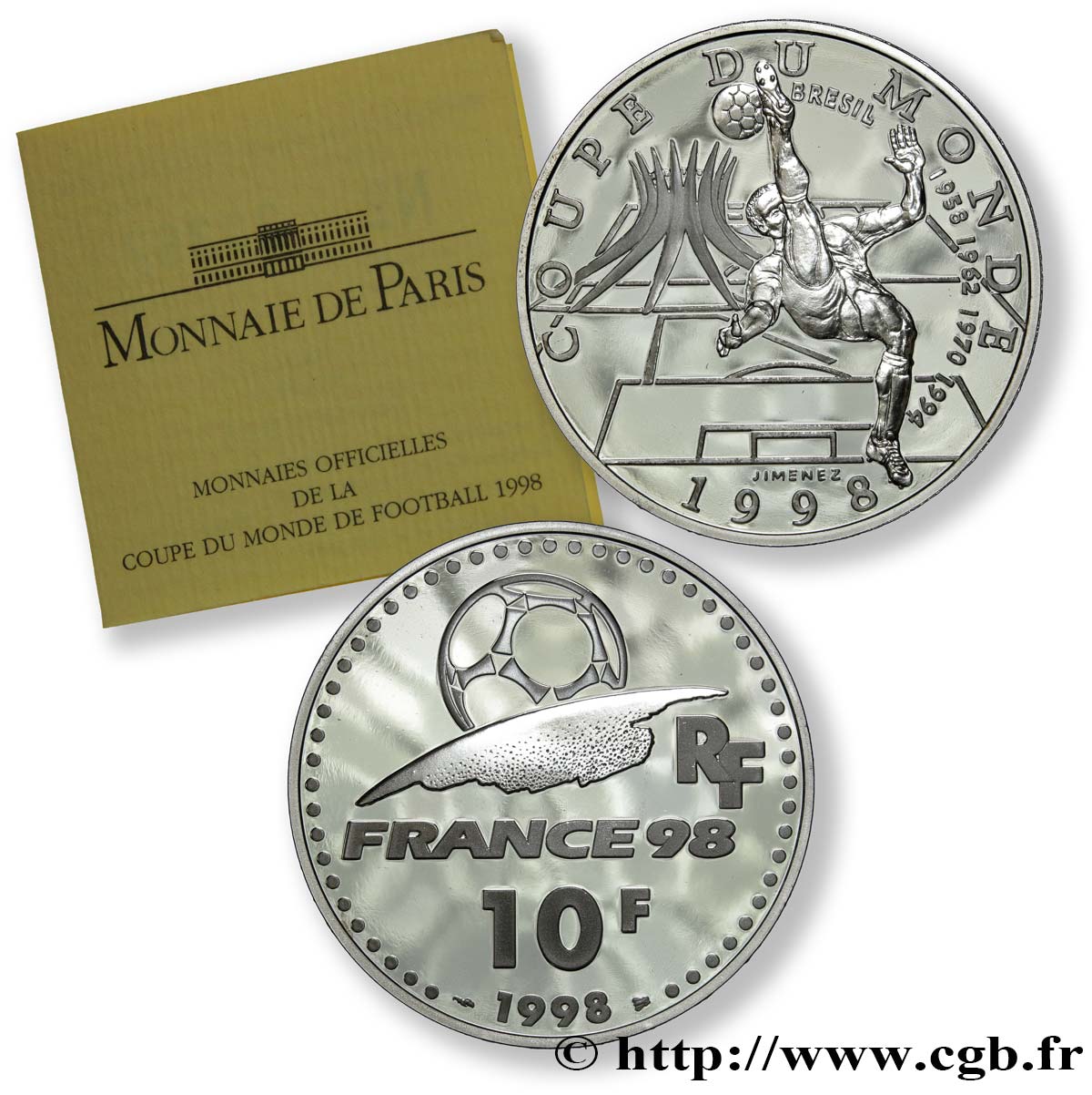 Belle Épreuve 10 Francs - Brésil 1998 Paris F.1312 1 MS63 